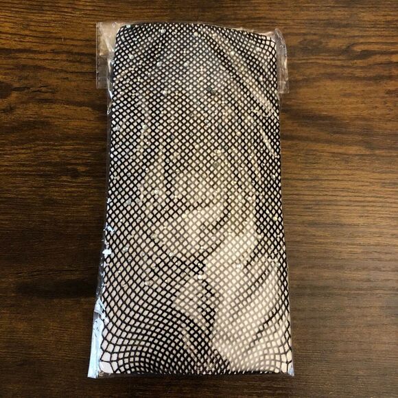 Rhinestone Black Fishnet Tights Romantic Goth Fairy Core - Picture 5 of 6